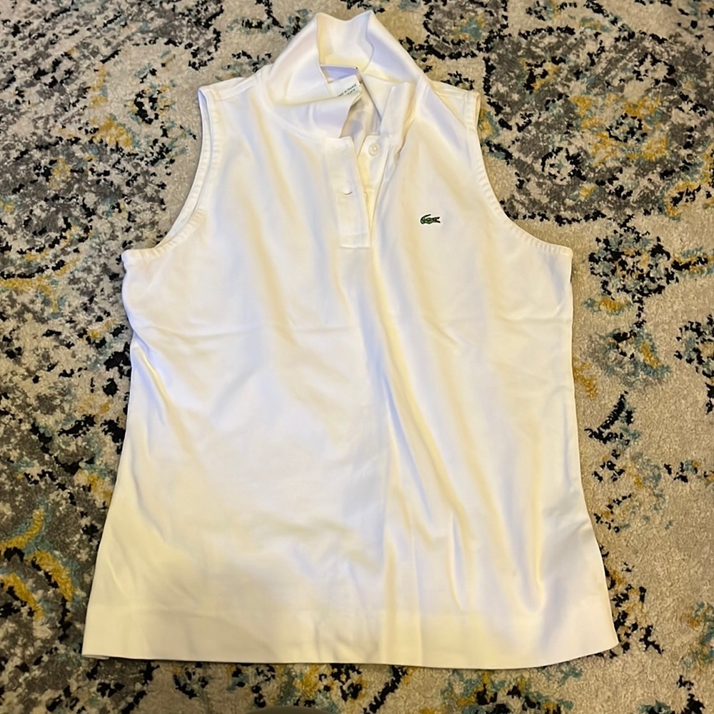 lacoste sleeveless womens polo white size 40